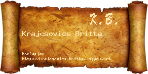 Krajcsovics Britta névjegykártya